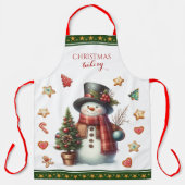 Apron Large Snowman and Christmas Cookies Geen Schürze (Vorderseite)