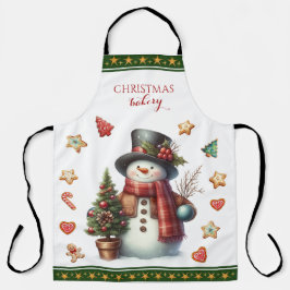 Apron Large Snowman and Christmas Cookies Geen Schürze