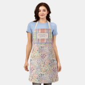 Apron 'Made with Love' – Pastell-Karo & Blüten Schürze (Getragen)