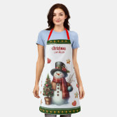 Apron Medium Snowman and Christmas Cookies Green Schürze (Getragen)