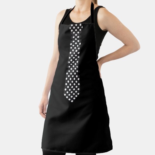 Apron With Polka Dot Tie Black Barbecue Apron Schürze (InSitu)