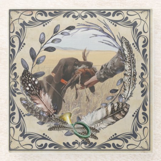 APS, Partner eines Jägers vor Ort Glasuntersetzer (Vorderseite)