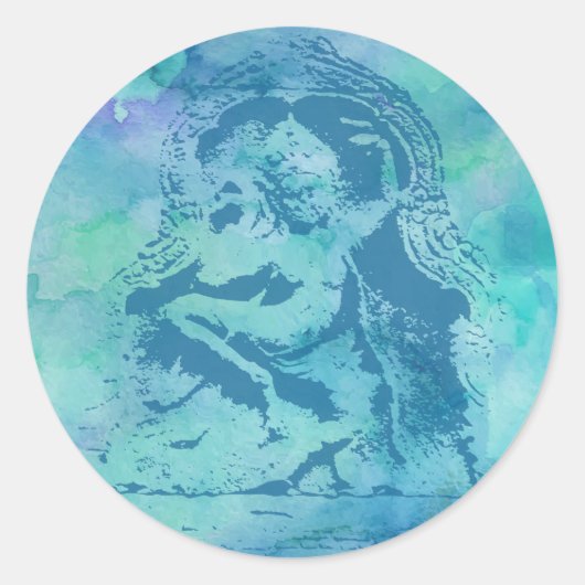 Apsara Blue Runder Aufkleber (Vorderseite)