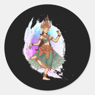 Apsara tanzen Kambodschanischer Tanz Khmer trifft Runder Aufkleber