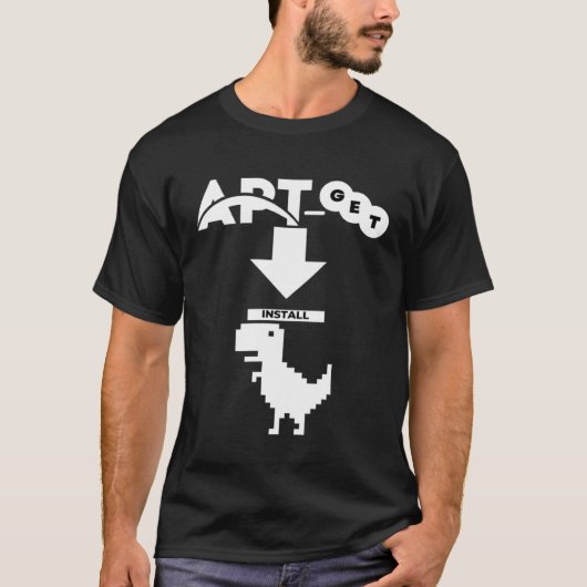 APT Get install DINO Dinosaur Computer Programmer  T-Shirt (Vorderseite)