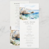 Apulien, Italien Aquarell-Landschaft Hochzeitsprog Einladung (Vorne/Hinten)