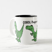 AQ-, COBOL-Programmierer-Dinosaurier-Tasse Zweifarbige Tasse (Vorderseite Links)