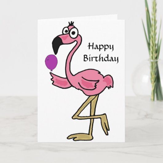 AQ - Funny Flamingo Birthday Card Karte (Vorderseite)