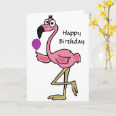 AQ - Funny Flamingo Birthday Card Karte (Gelbe Blume)