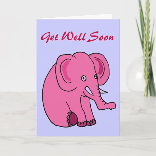 AQ - Funny Pink Elephant erhält Well Card Karte (Vorderseite)