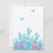 Aqau Blue & Hot Pink Wilde Blume Bienen Einladung (Rückseite)