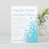 Aqau Blue & Hot Pink Wilde Blume Bienen Einladung (Stehend Vorderseite)