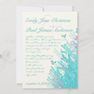 Aqau Blue & Hot Pink Wilde Blume Bienen Einladung