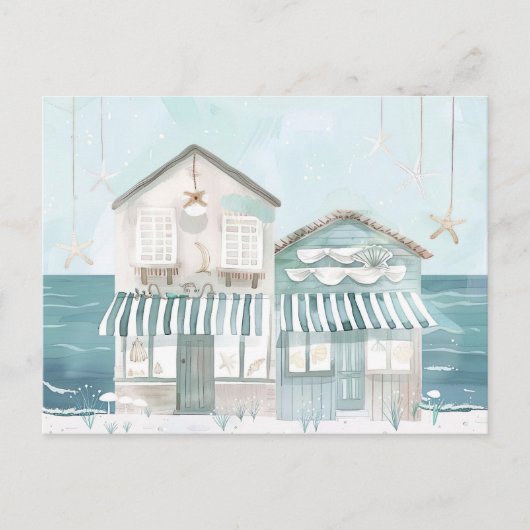 Aqaurell Illustration Strand Landschaft pastell Postkarte (Vorderseite)