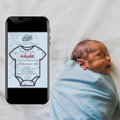 Aqiqah Blue Bodysuit Baby Boy Muslim Islamische Einladung