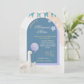 Aqiqah Invitation for Baby Boy  Editable Blue Arch Einladung (Stehend Vorderseite)