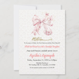 Aqiqah Pink Bow Girl Einladung