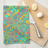 Aqua abstrakt Art Retrodesign Geschirrtuch (Viertel Falte)