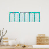 Aqua Abstrakt Perpetual Birthday Calendar Poster (Küche)