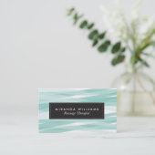 Aqua Abstrakt Ribbons Business Cards Visitenkarte (Stehend Vorderseite)