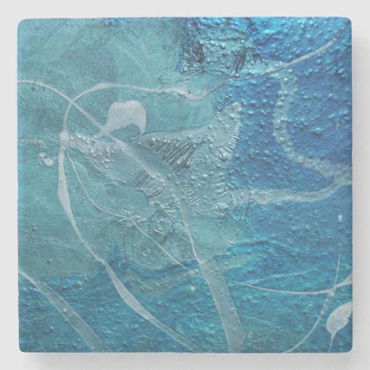 Aqua Abstrakt Steinuntersetzer (Vorderseite)