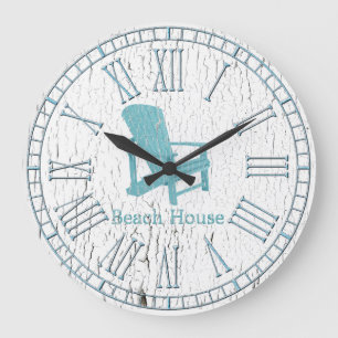 Aqua Adirondack Stuhl Ihr Text Große Wanduhr
