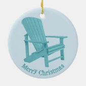 Aqua Adirondack Stuhl Ihr Text Keramikornament (Hinten)