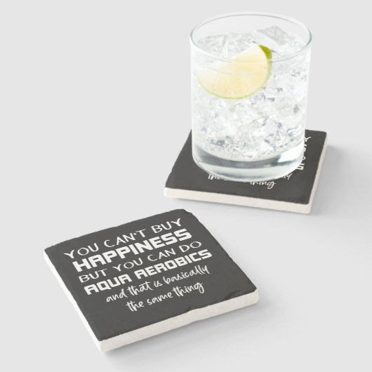 Aqua Aerobics ist Glück Funny Water Aerobic Steinuntersetzer (Seitenansicht)