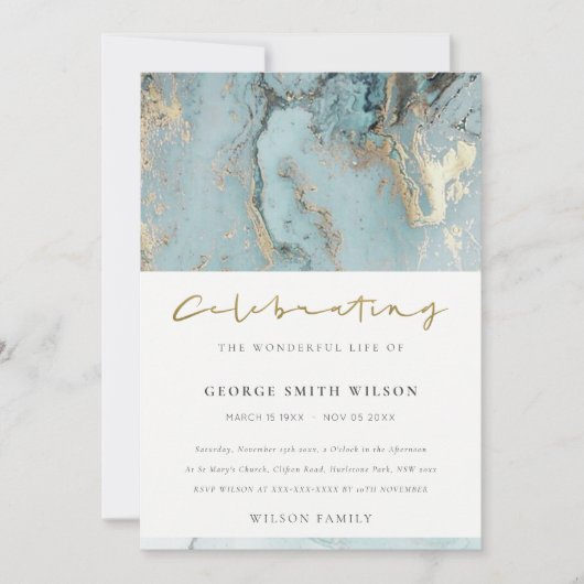 AQUA AGATE CELEBRATING MEMORIVICE INVITE DANKESKARTE (Vorderseite)