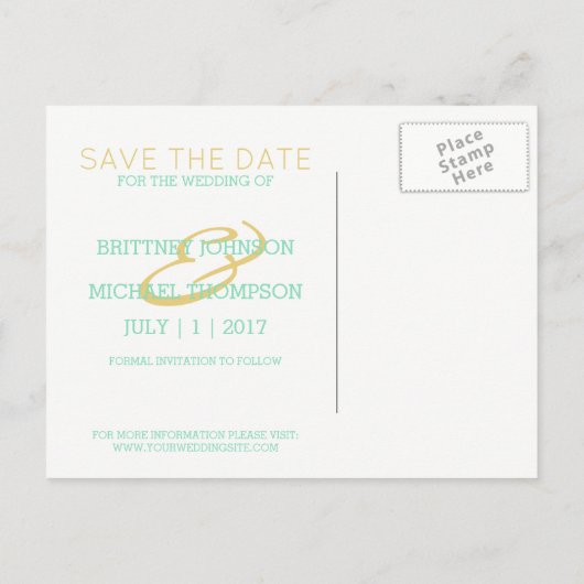 Aqua Agate Watercolor | Save the Date Postkarte (Rückseite)