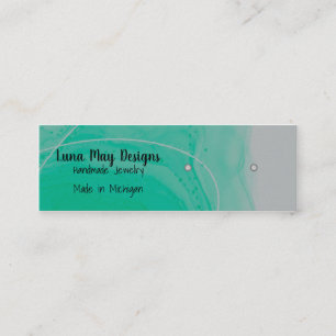 Aqua Alcohol Ink Juwelier Display Business Card Mini Visitenkarte