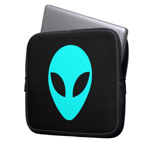 Aqua Alien Head Laptopschutzhülle (Vorderseite Links)