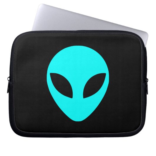 Aqua Alien Head Laptopschutzhülle (Vorderseite)
