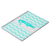 Aqua-Alligator auf Zickzack personalisiertem Notizblock (Linke Seite)