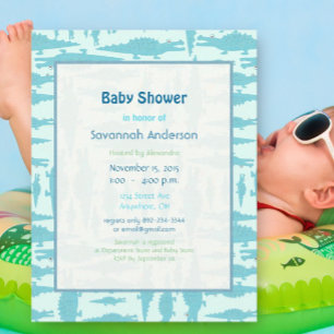 Aqua Alligator Muster Baby Boy Dusche Einladungen