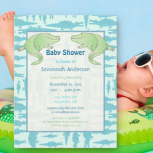 Aqua Alligator Muster Baby Boy Dusche Einladungen