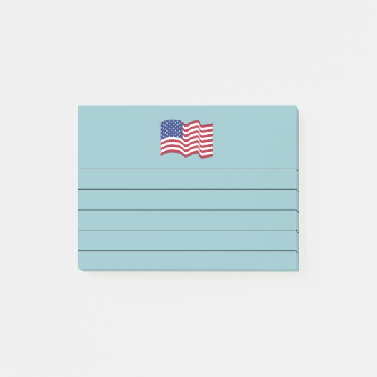 Aqua American Flag Post It Notes Geschenk Post-it Klebezettel (Vorderseite)