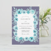 Aqua Amethyst Petal Hochzeit Einladung (Stehend Vorderseite)