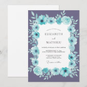 Aqua Amethyst Petal Hochzeit Einladung (Vorne/Hinten)