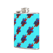 Aqua Anatomisches Herz Gemustert Vinyl Flask Flachmann (Links)