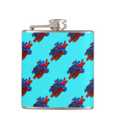 Aqua Anatomisches Herz Gemustert Vinyl Flask Flachmann (Vorderseite)