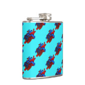 Aqua Anatomisches Herz Gemustert Vinyl Flask Flachmann (Rechts)