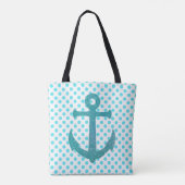 Aqua Anchor and Dots Tote Bag Tasche (Rückseite)
