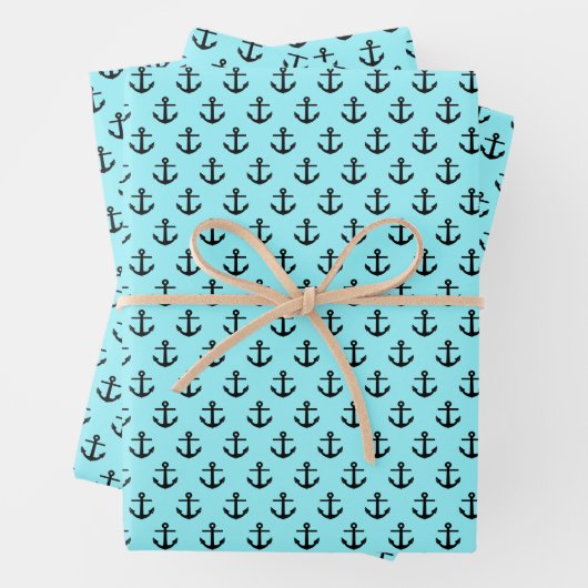 Aqua Anchors Wrapping Paper Sheets Geschenkpapier Set (Beispiel)