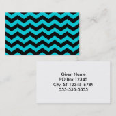 Aqua and Black Zig Zag Pattern Visitenkarte (Vorne/Hinten)