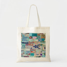 Aqua and Blues Quilt Tapestry Design Tote Bag Tragetasche