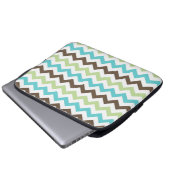 Aqua and Brown Zig Zag Chevrons Muster Laptopschutzhülle (Vorne Knopf)