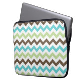 Aqua and Brown Zig Zag Chevrons Muster Laptopschutzhülle (Vorderseite Links)