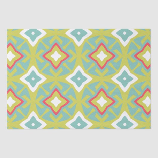 Aqua and Chartreuse Tiki Tissue Paper Seidenpapier (Vorderseite)