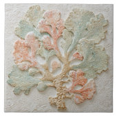 Aqua and Coral Coastal Sea Branch Art Fliese (Vorderseite)